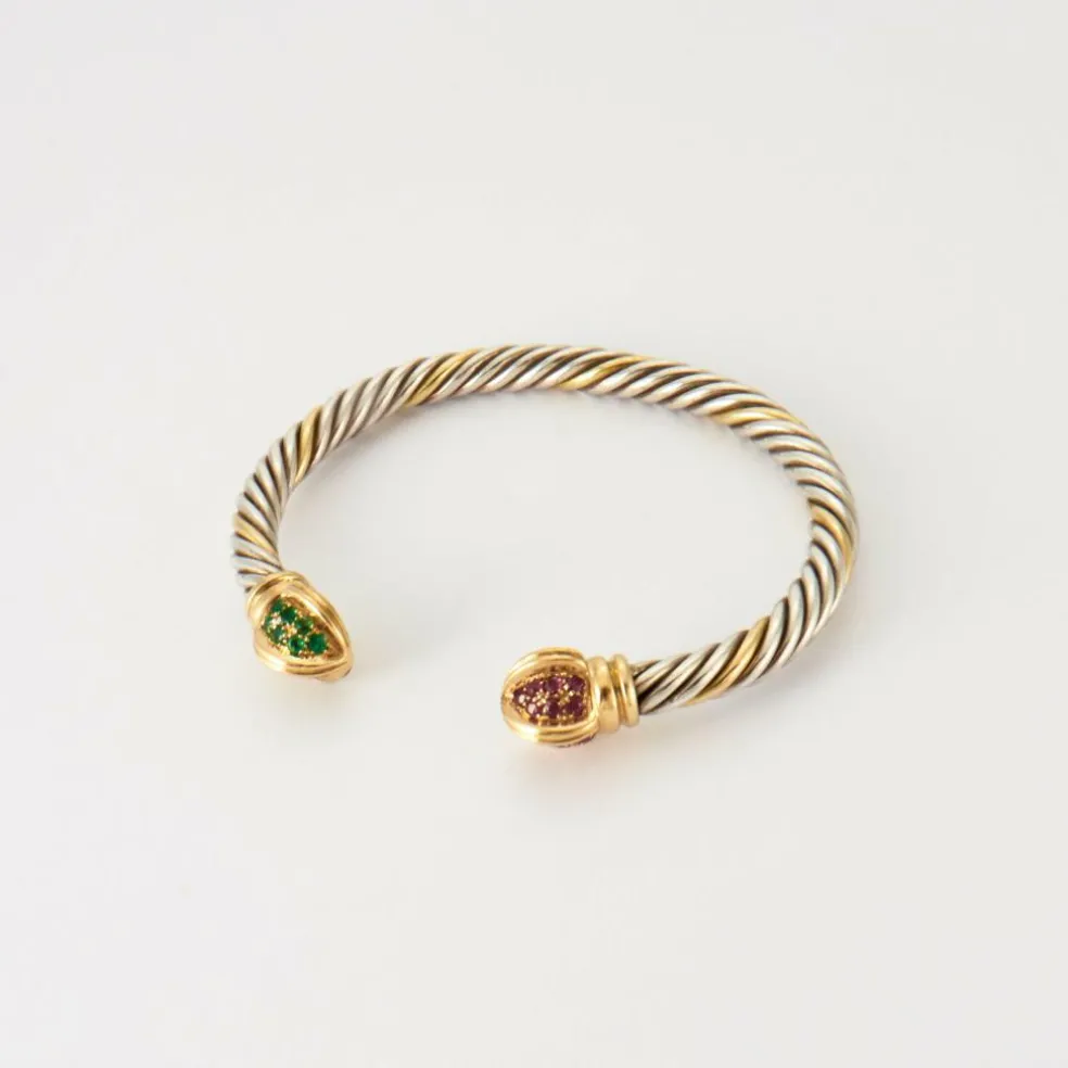 Bracelet Torque Rubis & Emeraudes