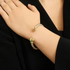 Bracelet Torque Rubis & Emeraudes