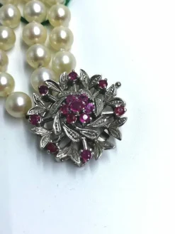 Bracelet trois rangs de Perles Rubis