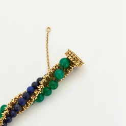 Bracelet twist en or jaune, chrysoprases et lapis lazuli
