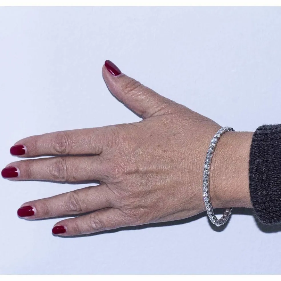 Bracelet type Rivière en Or Blanc et Diamants