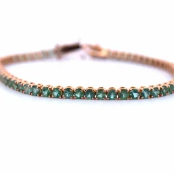 BRACELET UNISEXE « TENNIS » - OR ROSE 18 KT - ÉMERAUDES NATURELLES