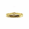 Bracelet vintage à maillons plats tissés en or 14 carats avec finition florentine alternée