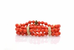 Bracelet vintage corail et diamants en or 18k