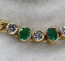 Bracelet vintage en diamants et émeraudes