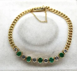 Bracelet vintage en diamants et émeraudes