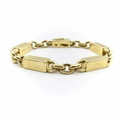Bracelet vintage en or 18 carats avec barres et maillons alternés