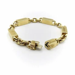 Bracelet vintage en or 18 carats avec barres et maillons alternés