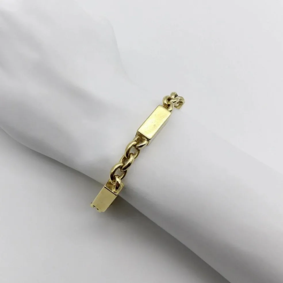 Bracelet vintage en or 18 carats avec barres et maillons alternés