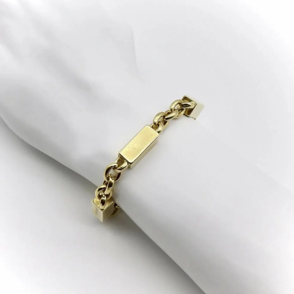 Bracelet vintage en or 18 carats avec barres et maillons alternés