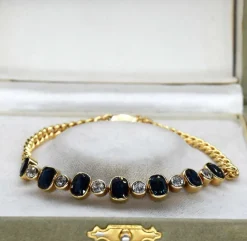 Bracelet vintage en or jaune et diamants et saphirs