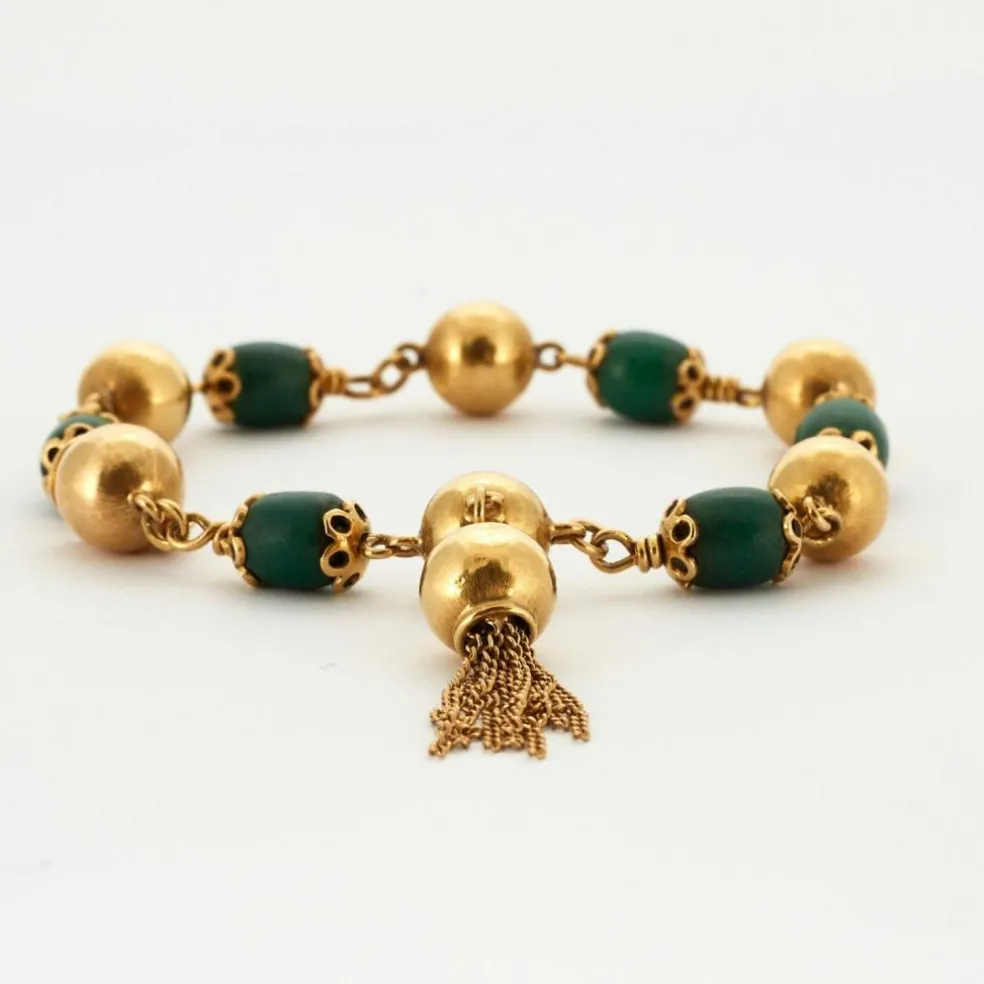 Bracelet vintage jade or jaune