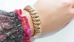 Bracelet vintage maille américaine en or rose