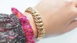 Bracelet vintage maille américaine en or rose