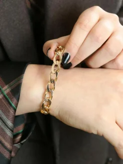 Bracelet vintage maille gourmette plate or jaune