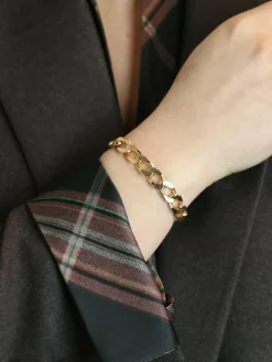 Bracelet vintage maille gourmette plate or jaune