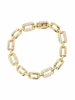 Bracelet vintage maille rectangle or jaune diamants