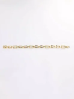 Bracelet vintage maille rectangle or jaune diamants