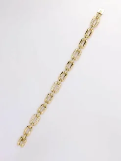 Bracelet vintage maille rectangle or jaune diamants