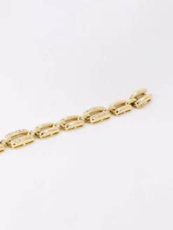 Bracelet vintage maille rectangle or jaune diamants