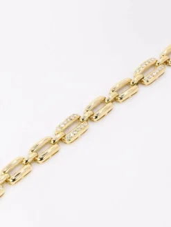 Bracelet vintage maille rectangle or jaune diamants