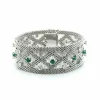 Bracelet vintage or blanc - Diamants et émeraudes