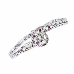 Bracelet vintage or blanc rubis diamants