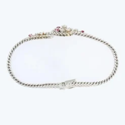 Bracelet vintage or blanc rubis diamants