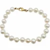 Bracelet vintage or jaune orné de perles de cultures