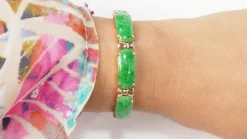 Bracelet vintage Or jaune Jade Diamants