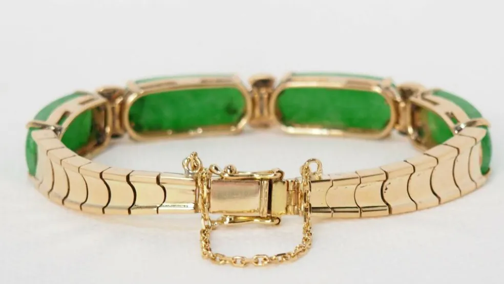 Bracelet vintage Or jaune Jade Diamants