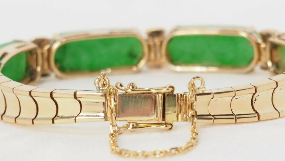 Bracelet vintage Or jaune Jade Diamants