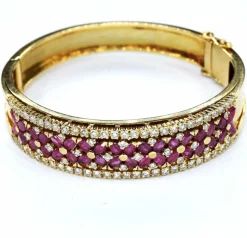 Bracelet vintage or rubis diamants