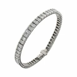 Bracelet-bracelet tennis en or blanc, diamants naturels 9,18 carats