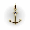 Breloque ancre signature en or 14 carats avec saphir