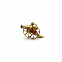 Breloque canon articulé victorien en or 18 carats avec corail