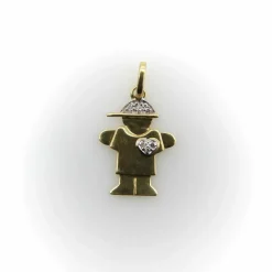 Breloque enfant stylisée or et diamants