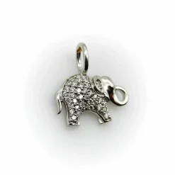 Breloque éléphant en or blanc avec pavé de diamants