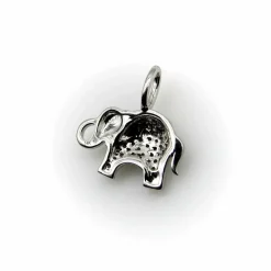 Breloque éléphant en or blanc avec pavé de diamants