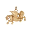 Breloque pendentif Pégase vintage en or jaune