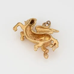 Breloque pendentif Pégase vintage en or jaune