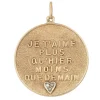 Breloque « Qu'hier Que Demain » des années 70 en or 14 carats et diamants, gage d'amour attribué à Merrin