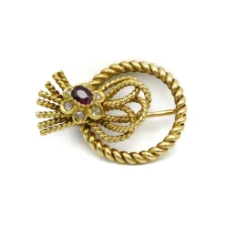 Broche - Or Diamants Rubis