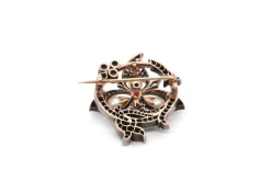 Broche 1900 or jaune et blanc perles fines, saphir et diamants
