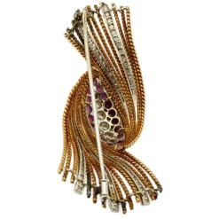 Broche 2 Ors Diamants Rubis