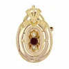 Broche - pendentif en or grenat et perles fines