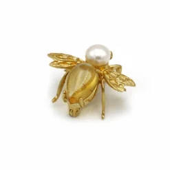 Broche Abeille - Or, Citrine & Perle