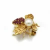 Broche Abeille - Or, rubis & perle