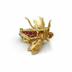 Broche Abeille - Or, rubis & perle