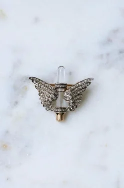Broche ancienne Ailes, diamants et cristal de roche